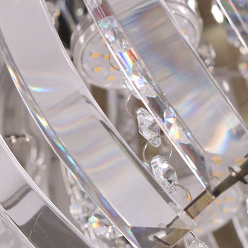 مصباح سقف دائري كريستالي بسيط وعصري، 7/9/10 مصابيح، مثبت بشكل مسطح في غرفة المعيشة