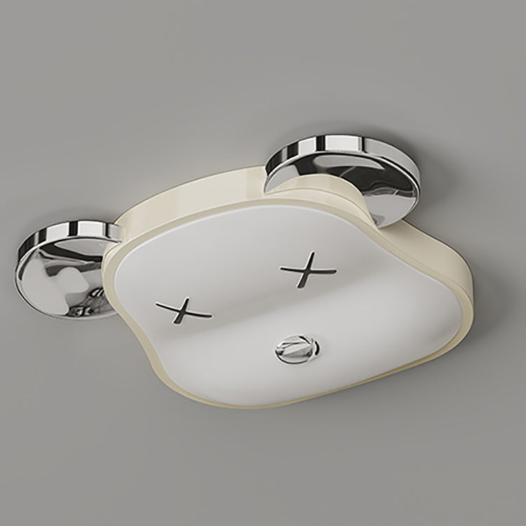 Modern Art Deco Violent Bear PE Iron LED Flush Mount Ceiling Light For Bedroom