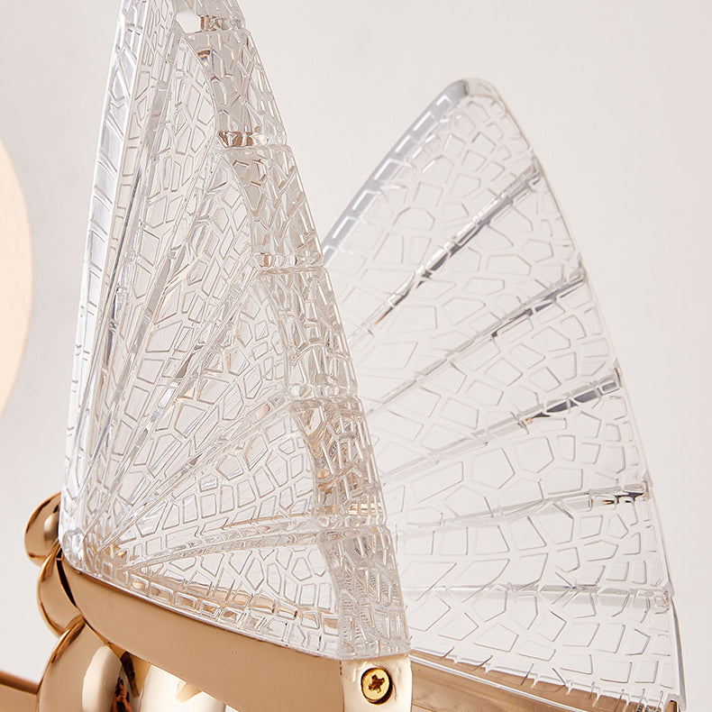 Modern Art Deco Zinc Alloy Butterfly Shape Acrylic LED Wall Sconce Lamp For Living Room