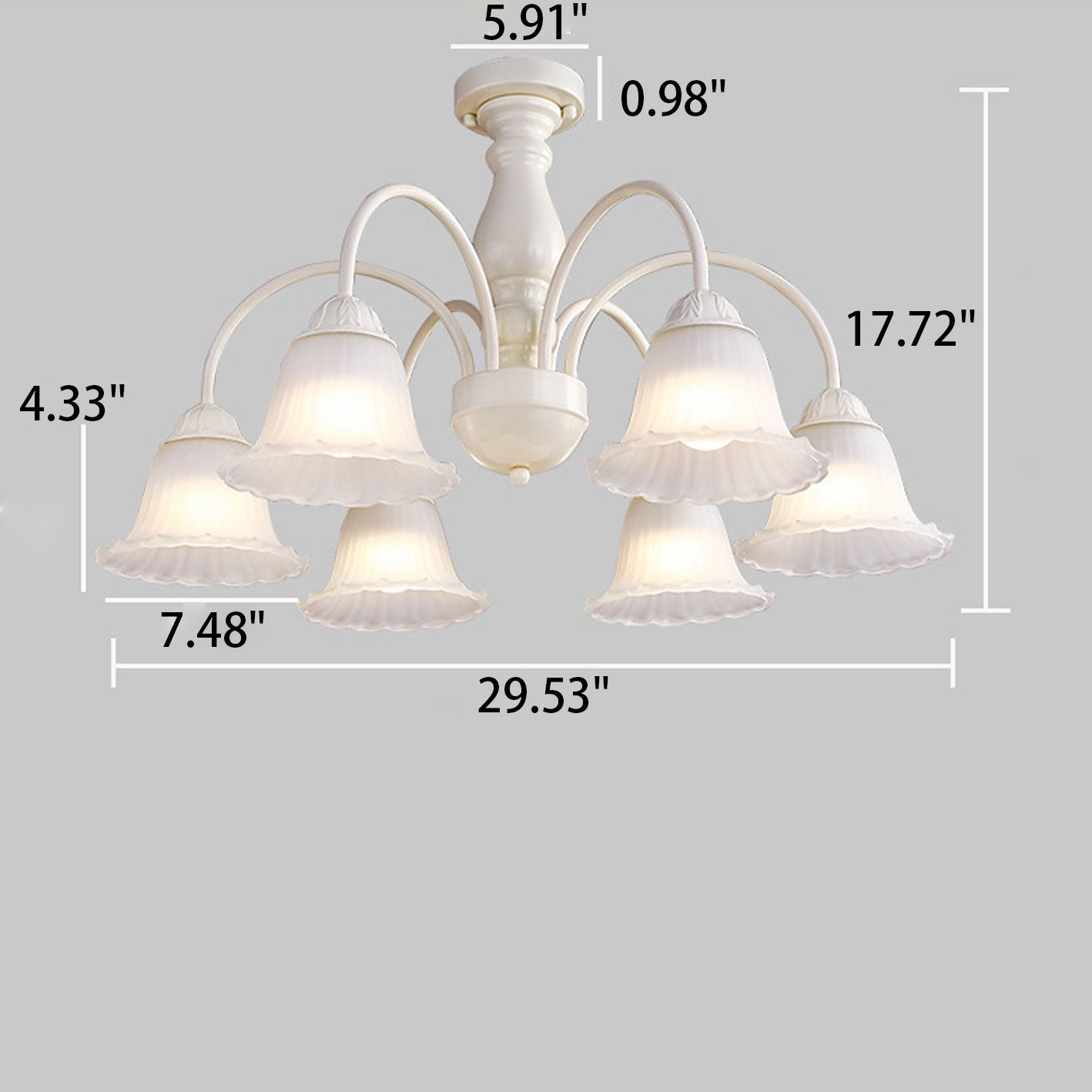 French Vintage Iron Glass 3/4/5/6/8-Light Island Light Chandelier