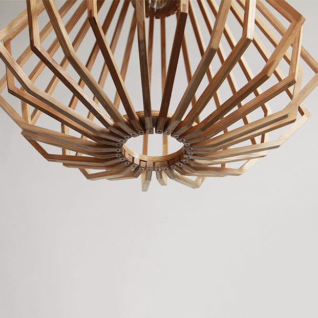 مصباح معلق خشبي هندسي إبداعي عتيق مزود بمصباح واحد