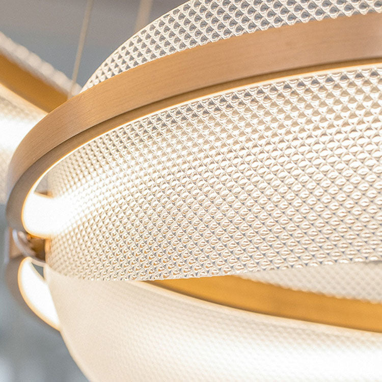 Modern Art Deco Acrylic Petal Interweaving Ring Aluminum LED Pendant Light For Living Room