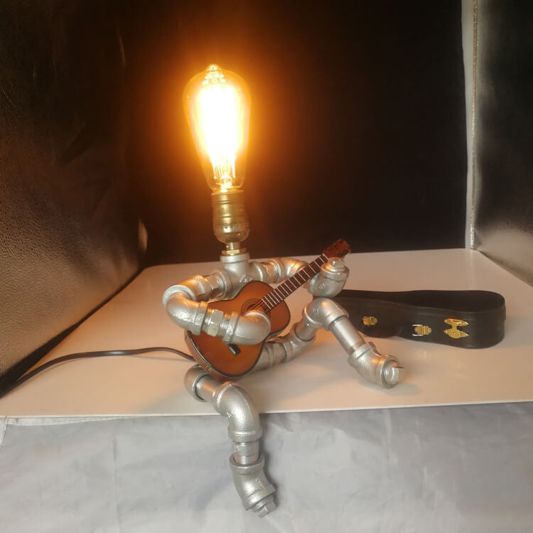 Industrial Plumbing Guitar Robot 1-Light Table Lamp