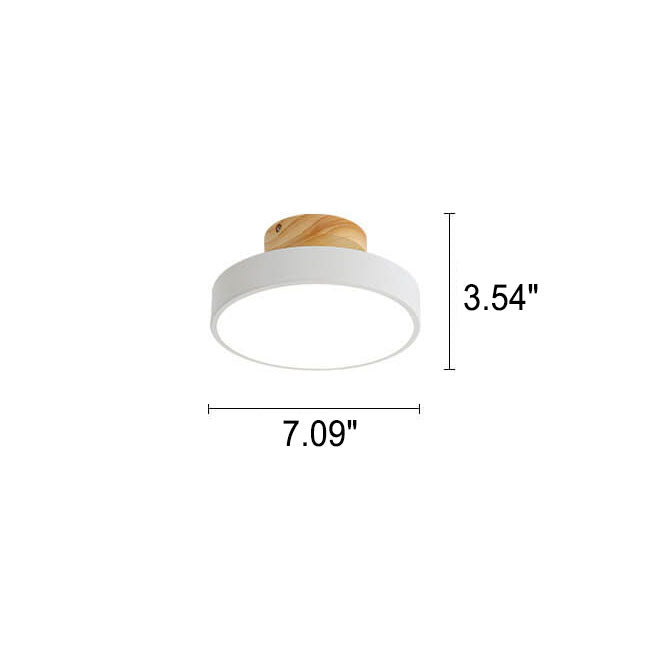 Nordic Wood Round Acrylic LED Semi-Flush Mount Ceiling Light