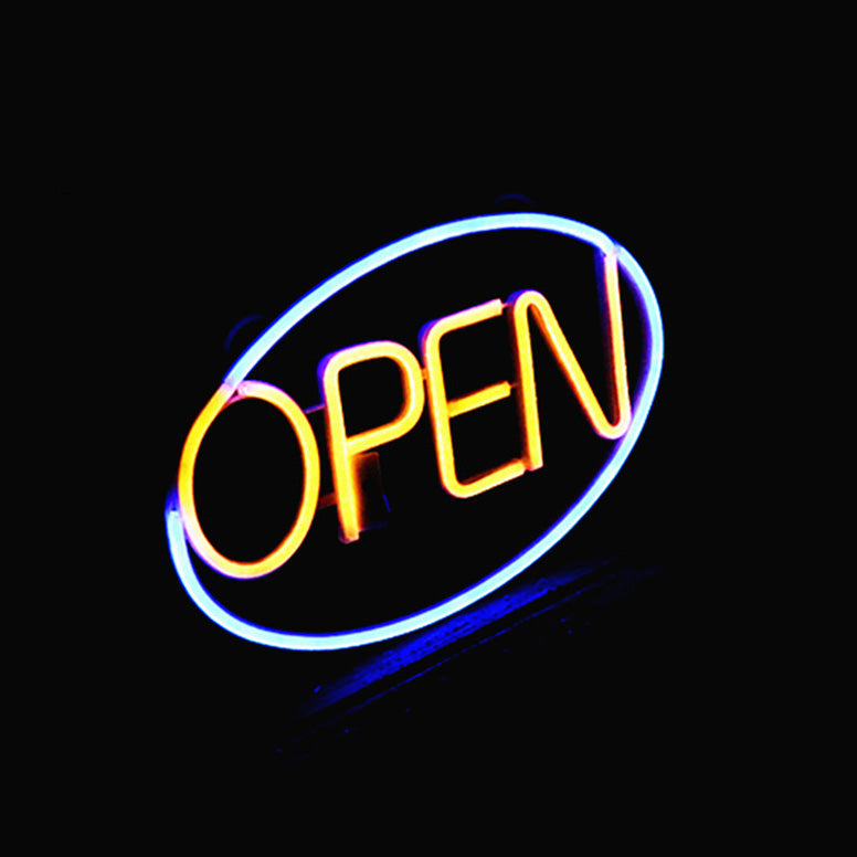 Modern Art Deco Waterproof PS OPEN LED Outdoor Hanging Neon Wall Sconce Lamp For Dining Room