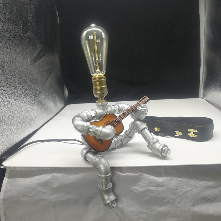 Industrial Plumbing Guitar Robot 1-Light Table Lamp