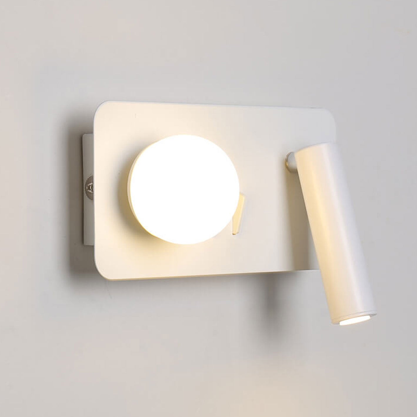 مصباح حائطي LED للقراءة مصنوع من الحديد الأكريليكي دائري/مربع بتصميم بسيط على الطراز الاسكندنافي