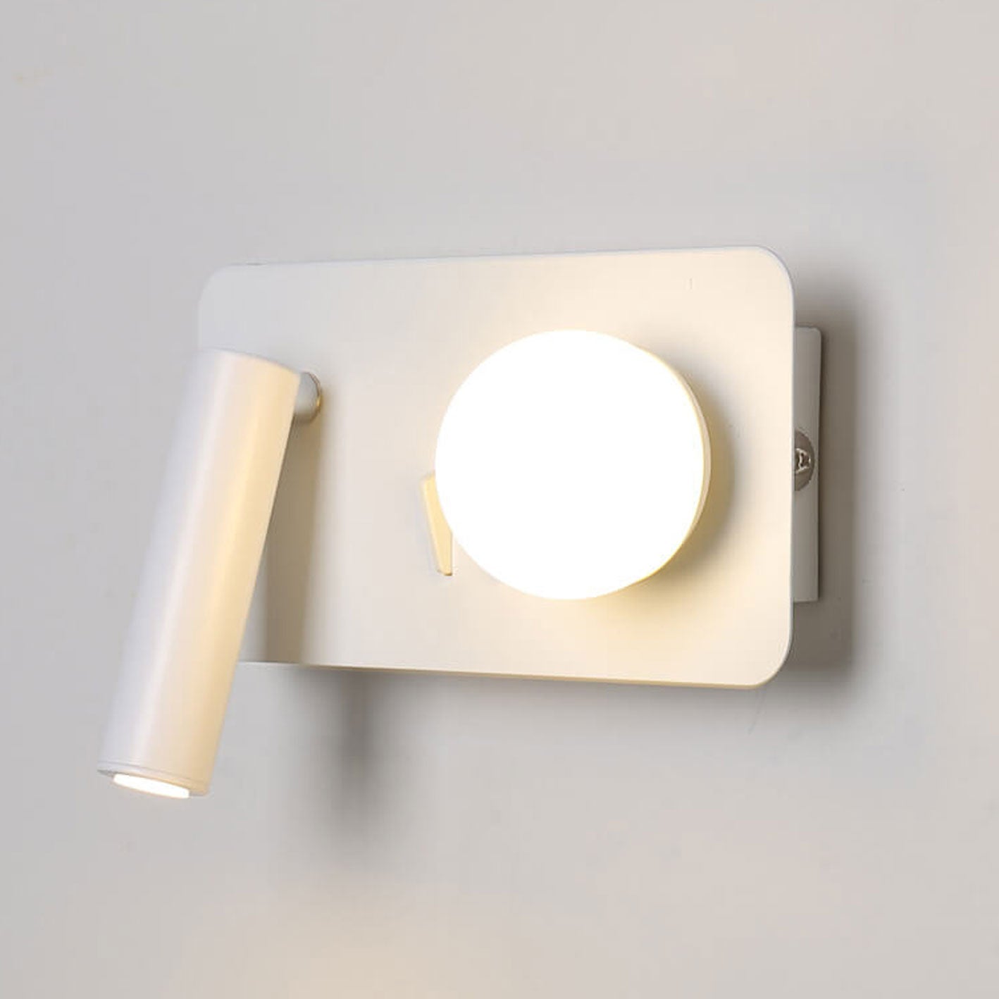 مصباح حائطي LED للقراءة مصنوع من الحديد الأكريليكي دائري/مربع بتصميم بسيط على الطراز الاسكندنافي