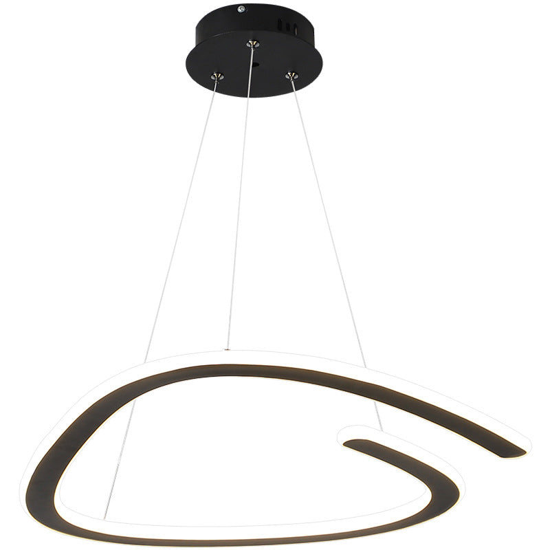 Modern Minimalist Iron Silica Round Strip LED Chandeliers For Dining Room