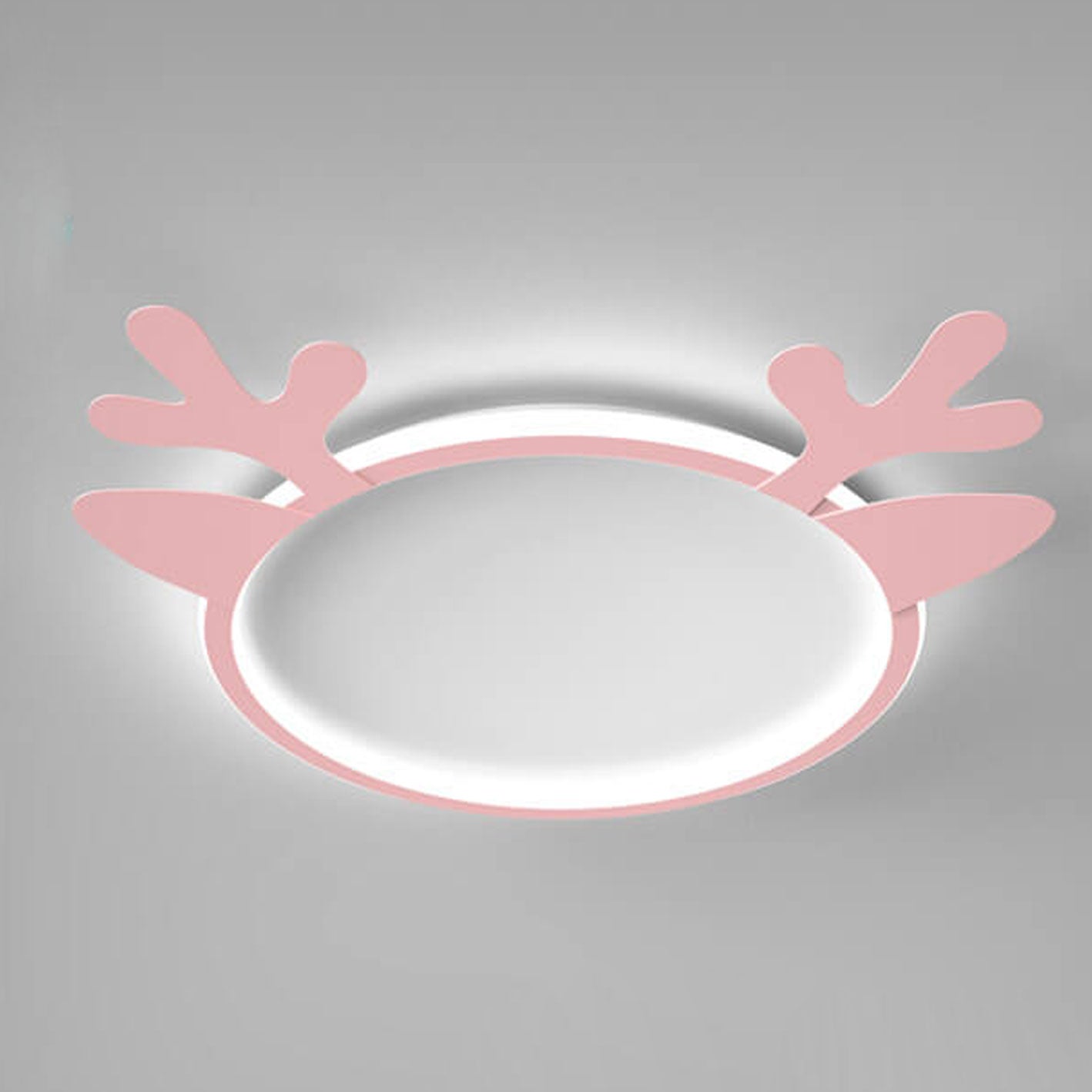 Nordic Creative Deer Head Round Kids LED Flush Mount Ceiling Light