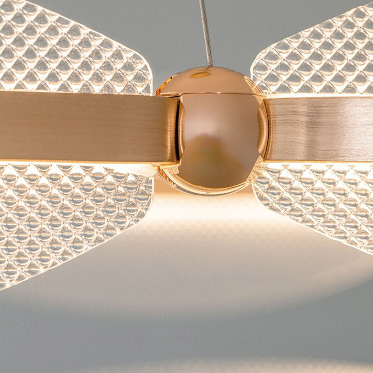 Modern Art Deco Acrylic Petal Interweaving Ring Aluminum LED Pendant Light For Living Room