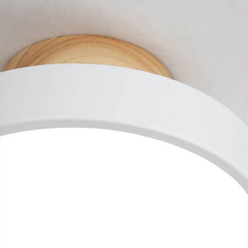 Nordic Wood Round Acrylic LED Semi-Flush Mount Ceiling Light