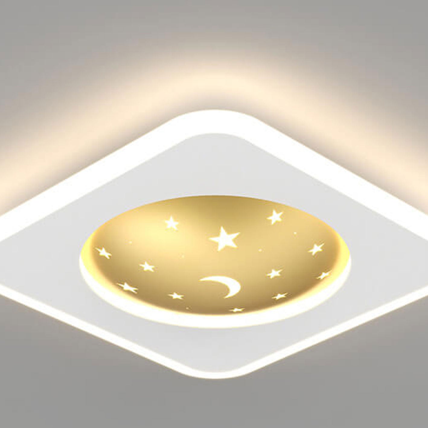 Nordic Minimalist Starry Sky Square Round Wrought Iron Aluminum LED Flush Mount Ceiling Light