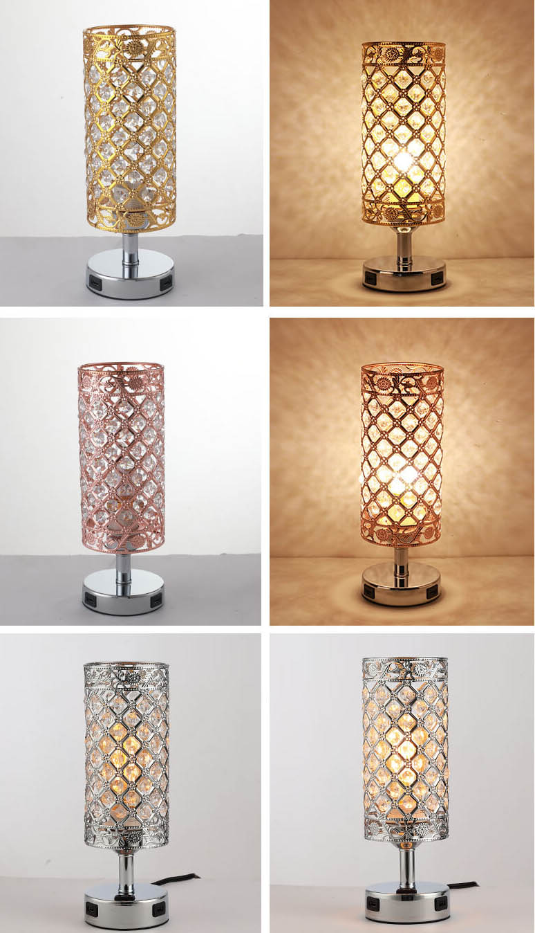 Creative Iron Cylinder Shade USB Touch Charging 1-Light Table Lamp