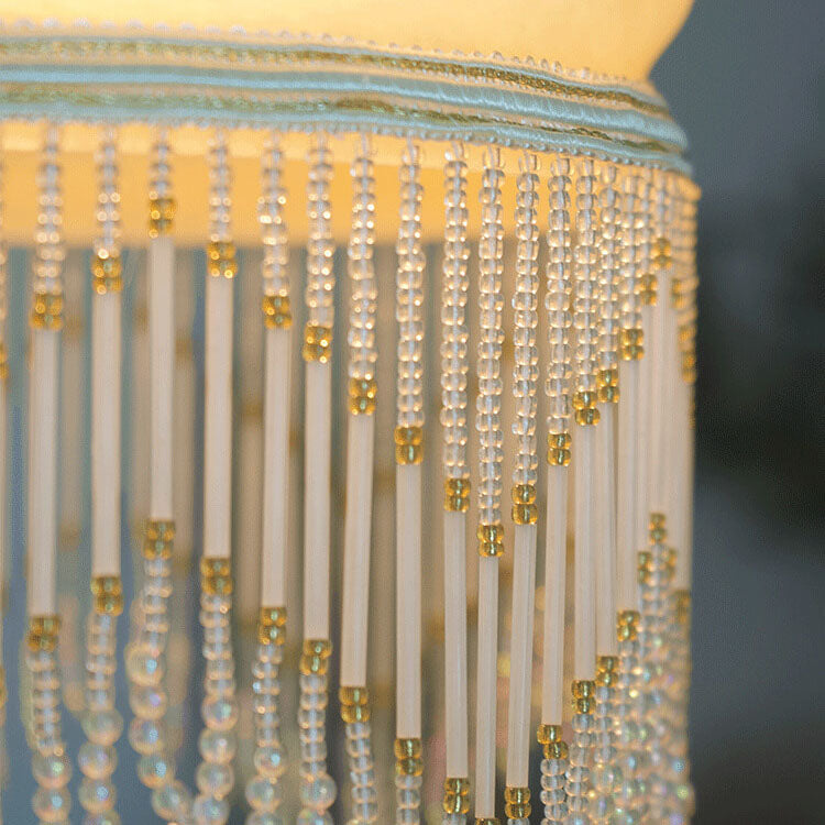Vintage Milky Yellow Glass Tassel 1-Light Pendant Light