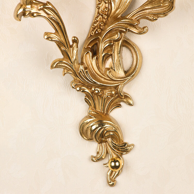 French Vintage Brass Candle 2/3 Light Wall Sconce Lamp