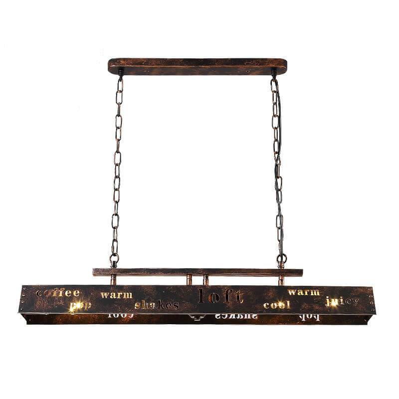 Industrial Vintage Iron Rectangular 2-Light Chandelier