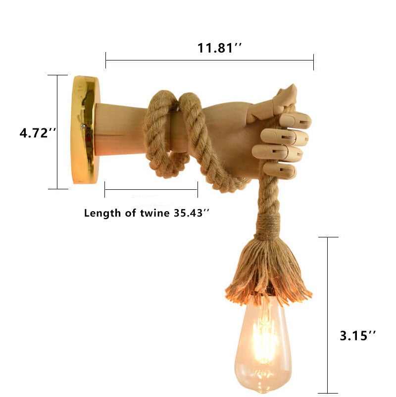 Industrial Woven Rope Hand -Shaped 1-Light Wall Sconce Lamp