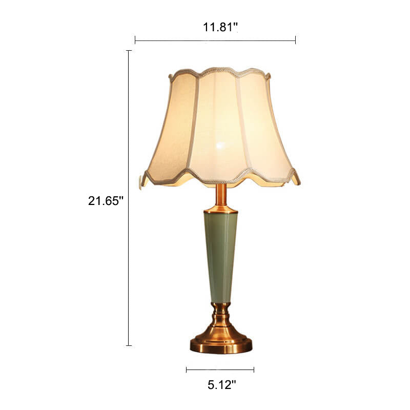 Vintage Fabric Tower Base Ceramic 1-Light Table Lamp