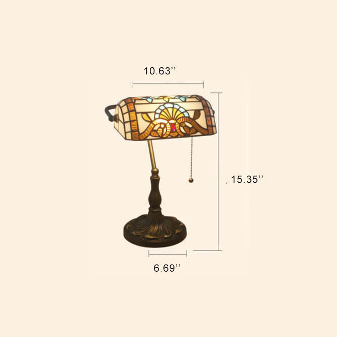 Vintage Stained Glass 1-Light Zipper Switch Table Lamp