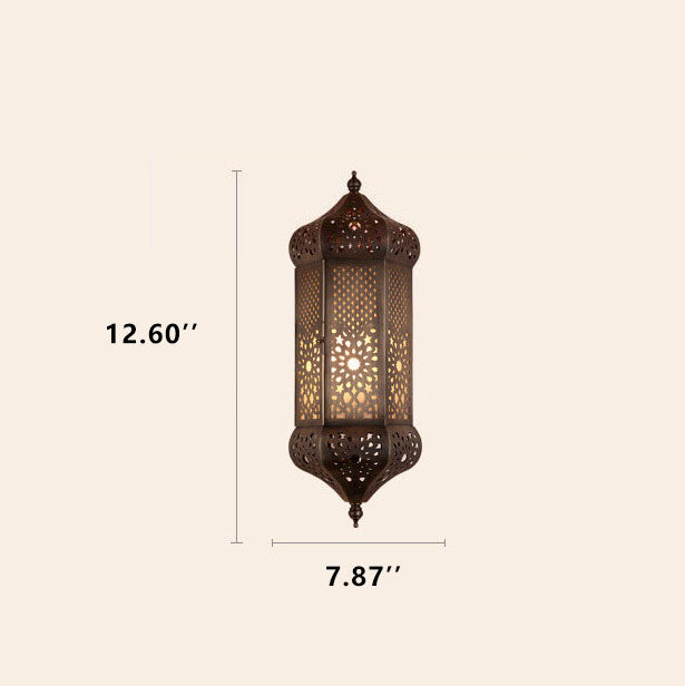 Retro Hollowed Column Copper Moroccan 1-Light Wall Sconce Lamp