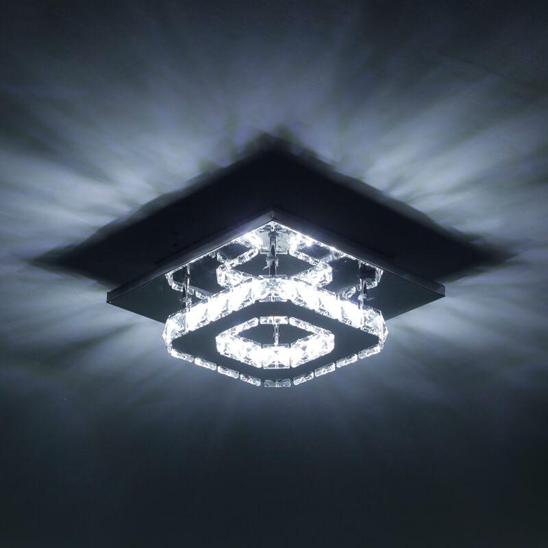 Minimalist Crystal Square LED Flush Mount Ceiling Light
