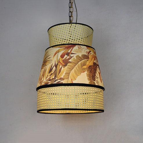 Rustic Rattan Weaving Column 1-Light Pendant Light