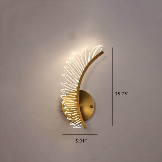 Modern Acrylic Feather Gold Copper LED Wall Sconce Lamp