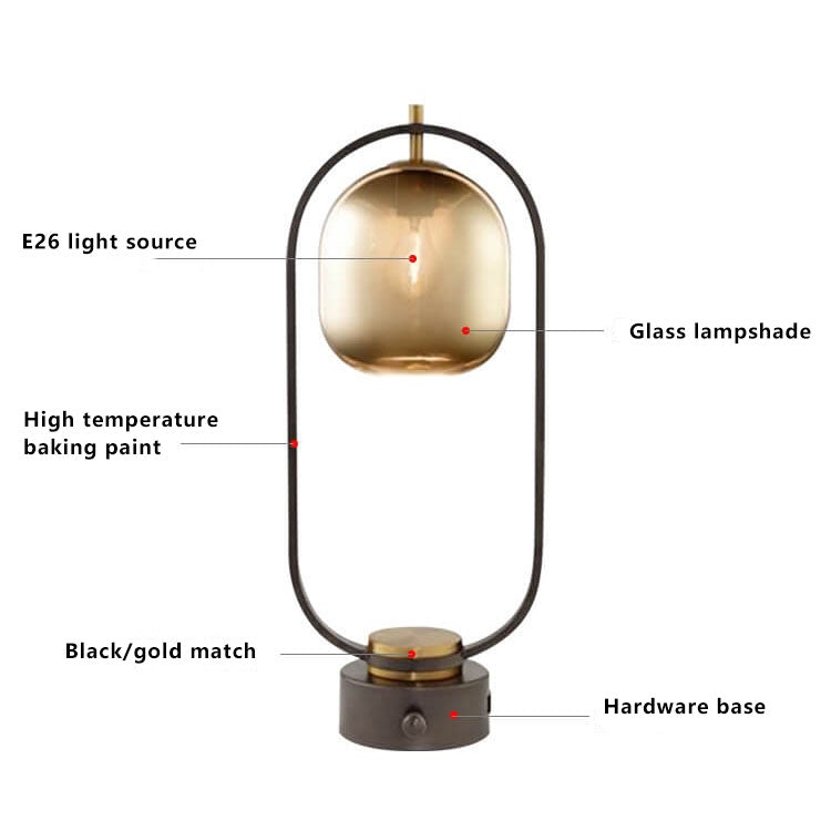 Modern Amber Glass Ring 1-Light Table Lamp