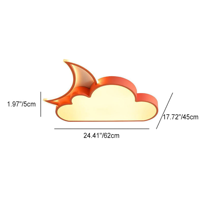 Contemporary Nordic Kids Iron Acrylic Cloud Moon LED Flush Mount Ceiling Light For Bedroom