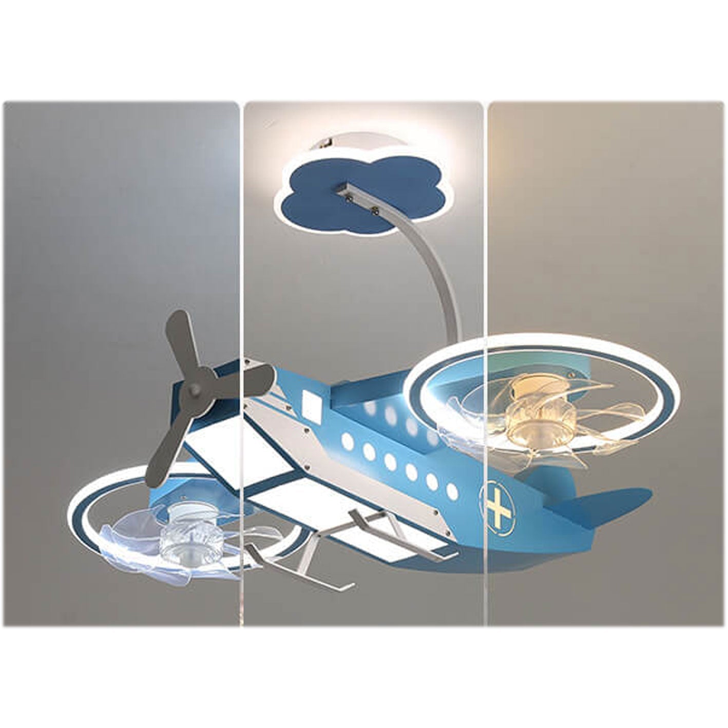 Creative Cartoon Aircraft Kids Flush Mount Ceiling Fan Light