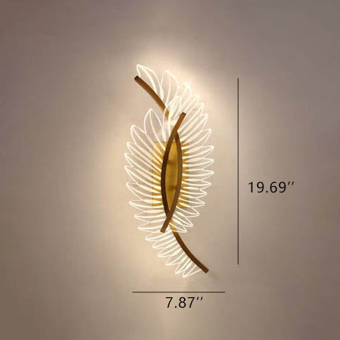Modern Acrylic Feather Gold Copper LED Wall Sconce Lamp