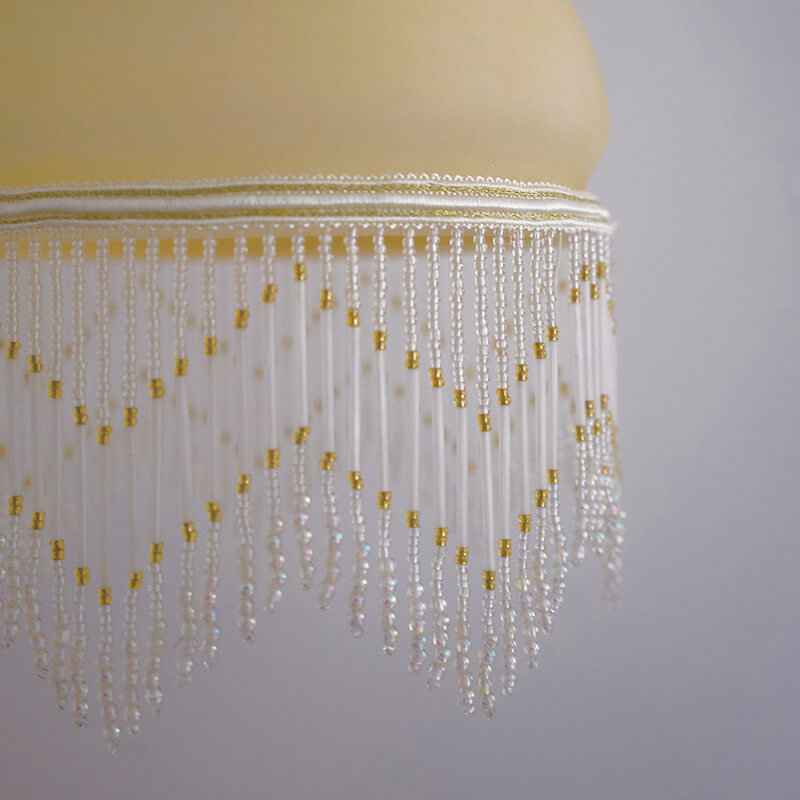 Vintage Milky Yellow Glass Tassel 1-Light Pendant Light