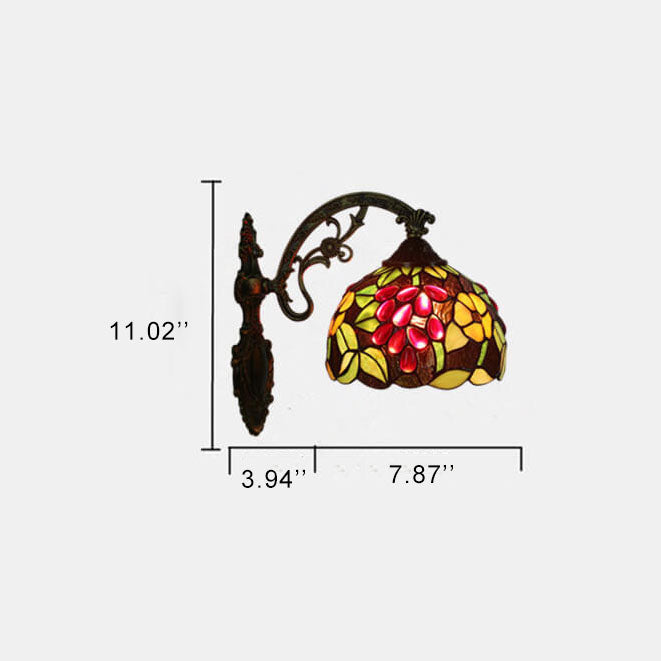 Tiffany Stained Glass Grape 1-Light Wall Sconce Lamp