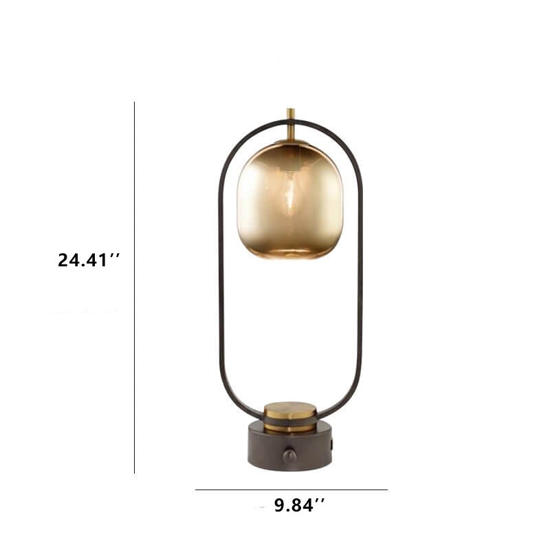 Modern Amber Glass Ring 1-Light Table Lamp