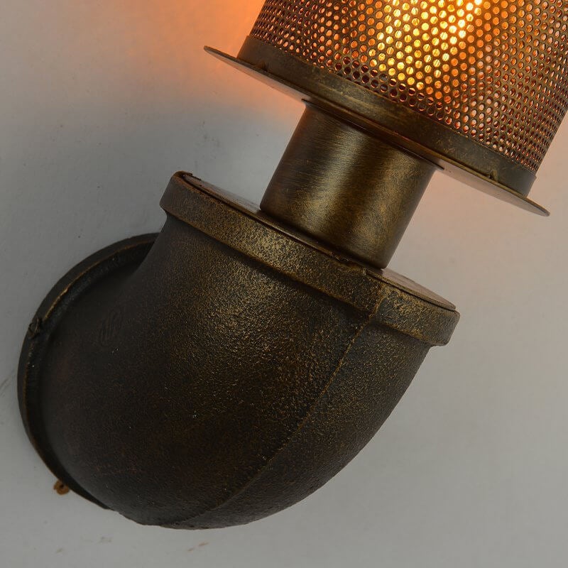Industrial Vintage Cylinder Pipe Metal Mesh 1-Light Wall Sconce Lamp
