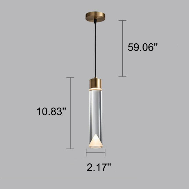 مصباح LED أسطواني من النحاس الكريستالي بتصميم عصري بسيط