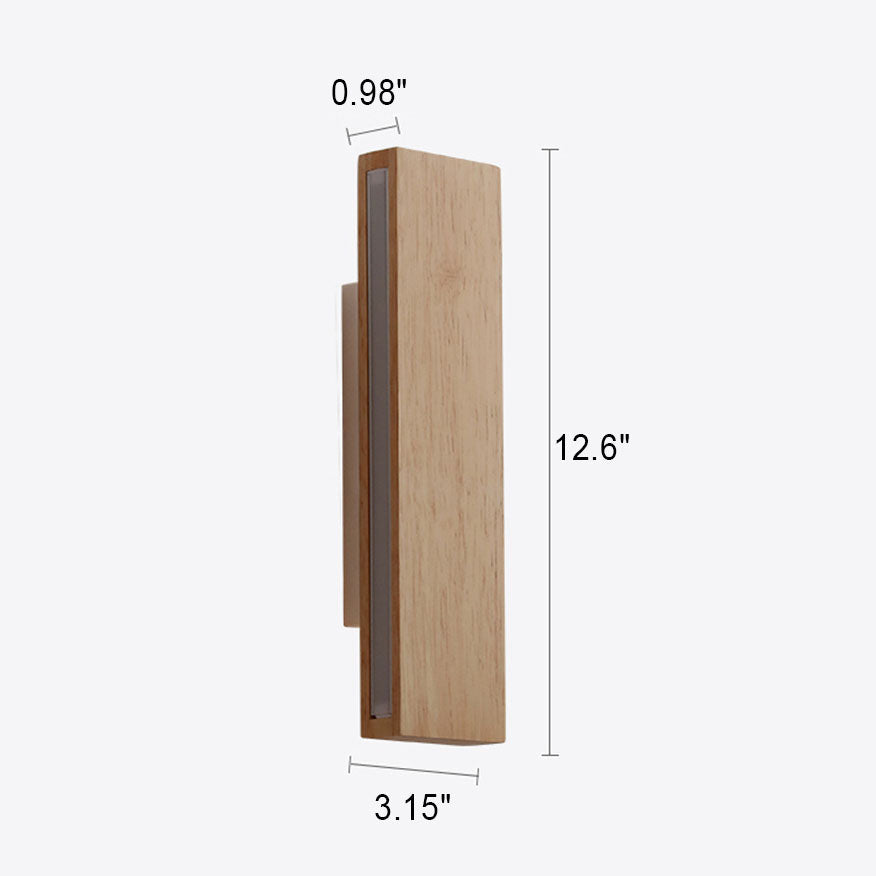 Japanese Minimalist Log Rectangular Flat Rotatable LED Wall Sconce Lamp
