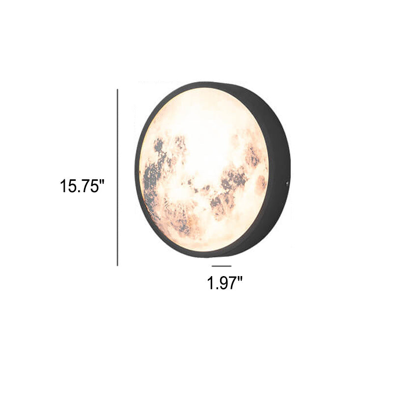 Modern Outdoor Moon Round Waterproof Wall Sconce Lamp