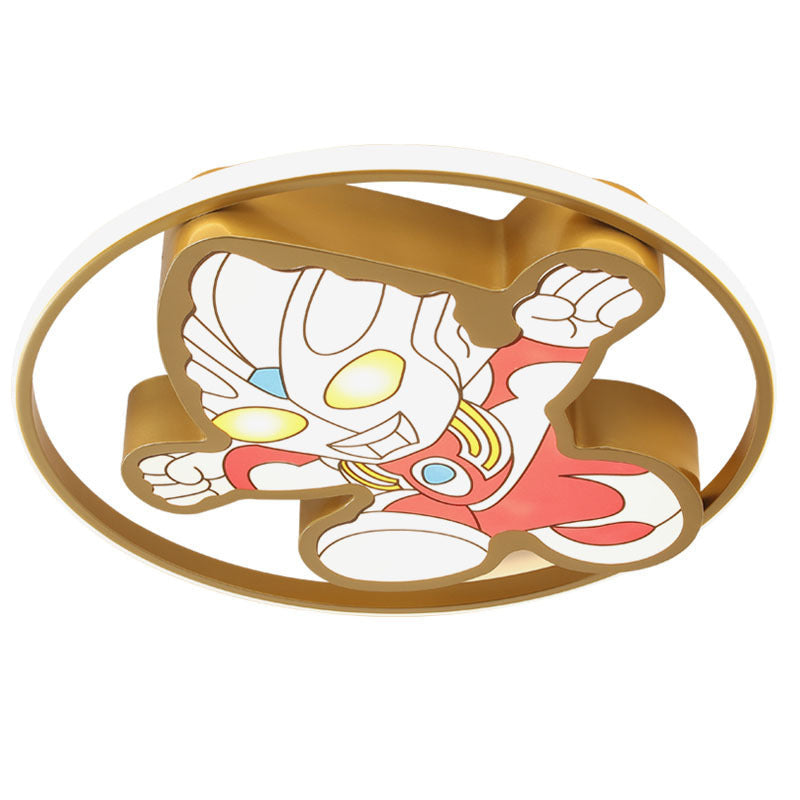 Creative Cartoon Ultraman Round LED Flush Mount Ceiling Light