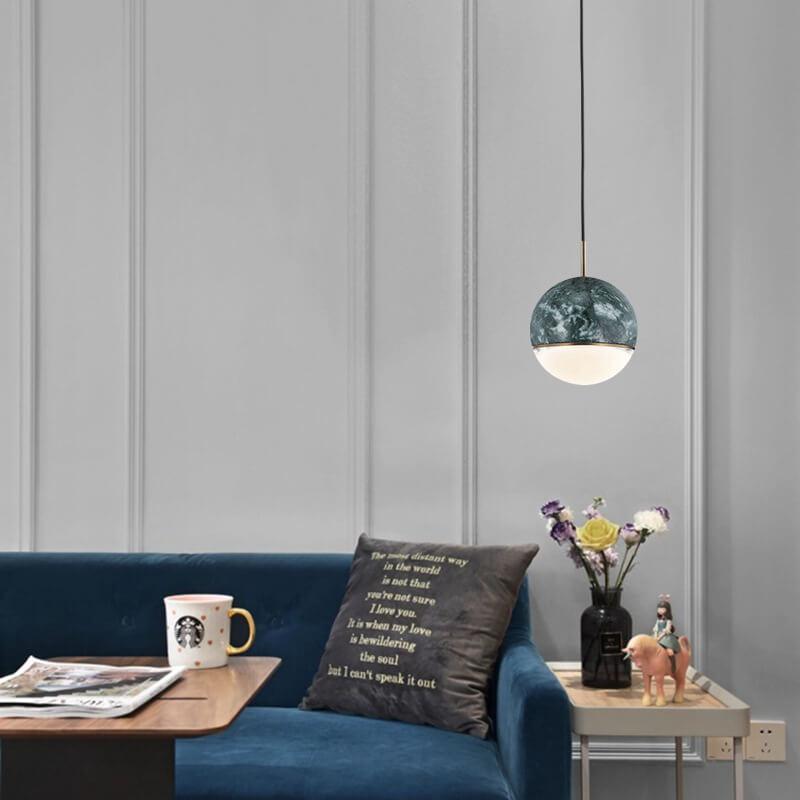 Modern Spherical Marble 1-Light LED Pendant Light