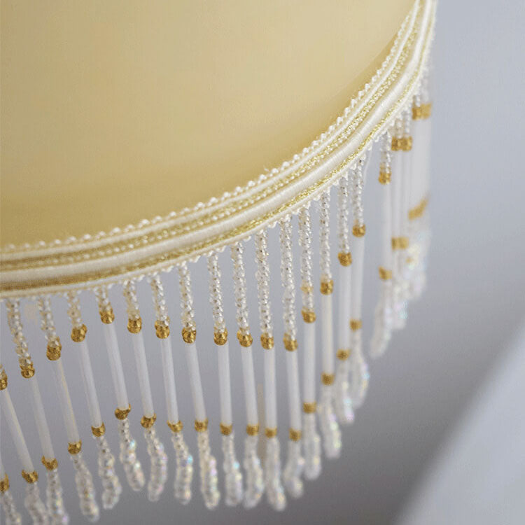 Vintage Milky Yellow Glass Tassel 1-Light Pendant Light