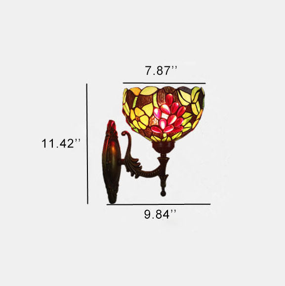 Tiffany Stained Glass Grape 1-Light Wall Sconce Lamp