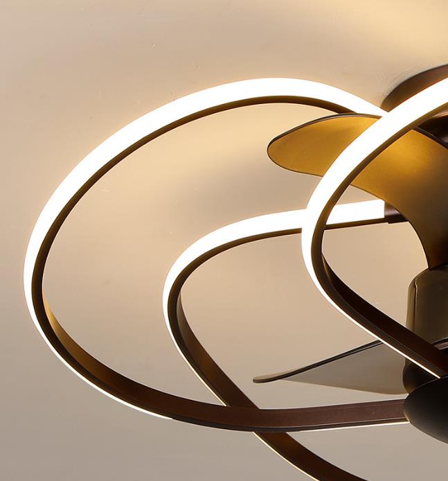 Modern Creative Cage LED Semi-Flush Mount Ceiling Fan Light