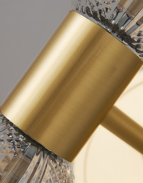 Modern Diamond Textured Glass Brass 2-Light Wall Sconce Lamp