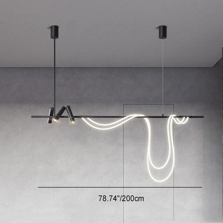 Contemporary Creative Arc Line Iron Acrylic LED Island Light Chandeliers For Dining Room