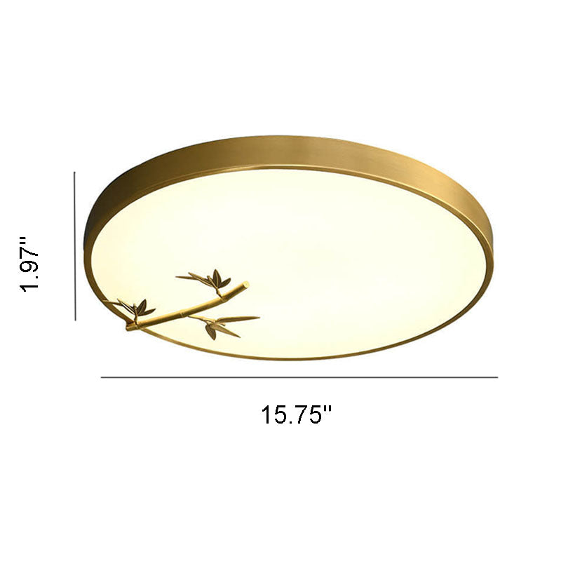 Modern Round Bamboo Pattern LED Flush Mount Ceiling Light