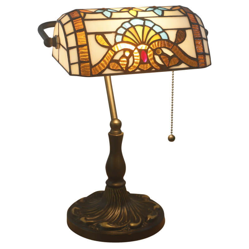 Vintage Stained Glass 1-Light Zipper Switch Table Lamp