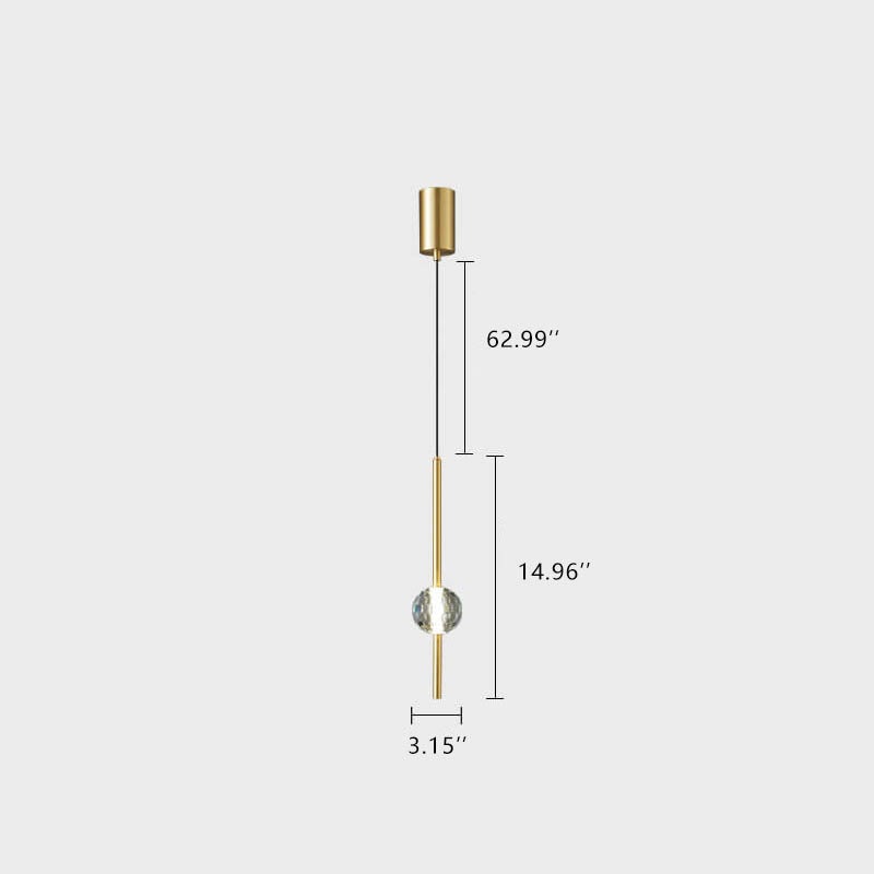 Modern Simple Copper Glass Ball Tube 1/2 Light Pendant Light