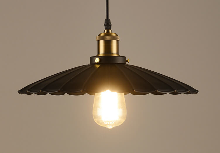 Vintage Industrial Iron Scalloped Shade 1-Light Pendant Light